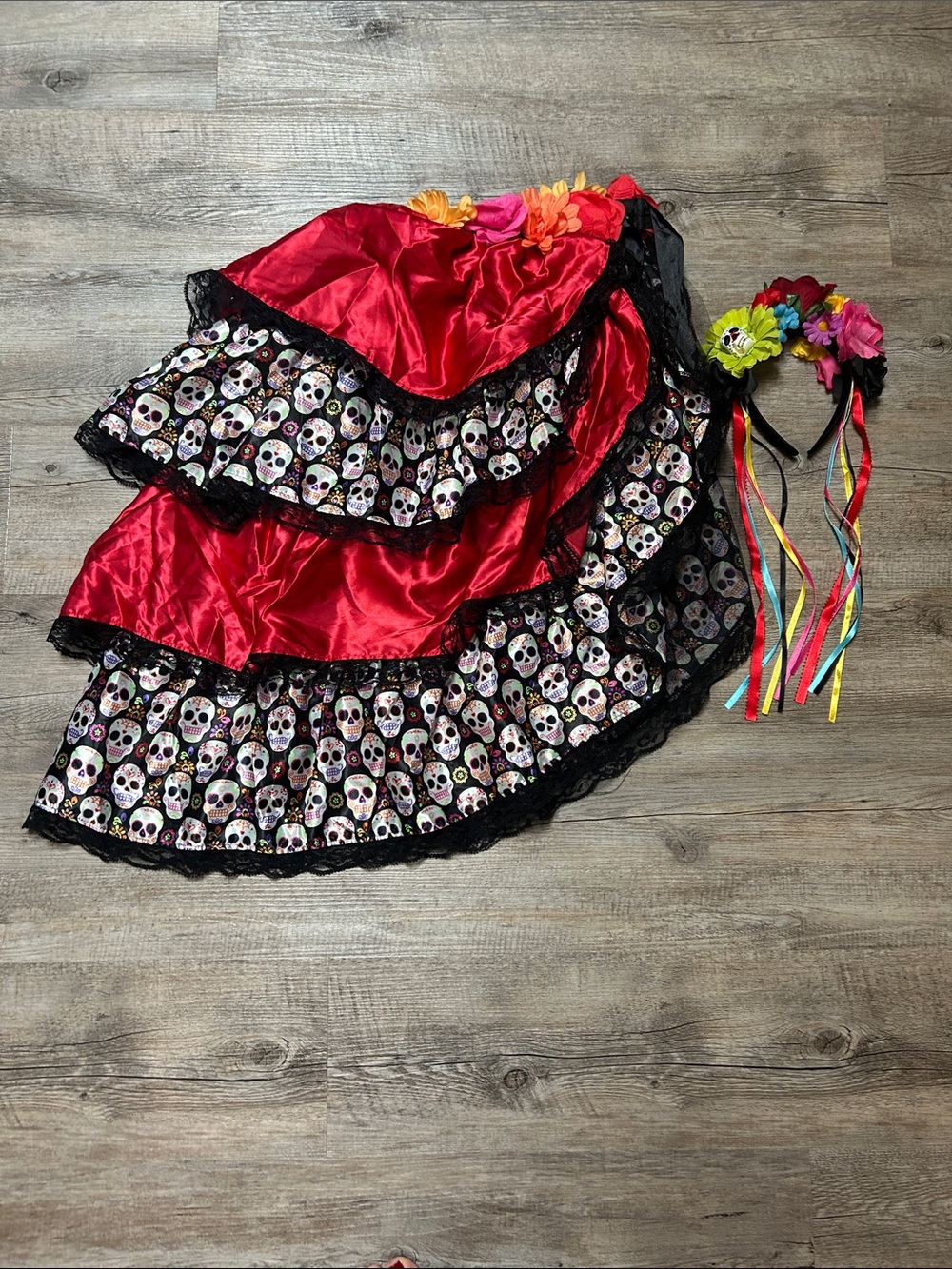 Adult Halloween Costume- Day of the Dead/Sugar Skull with Matching Headband! - Picture 5 of 9